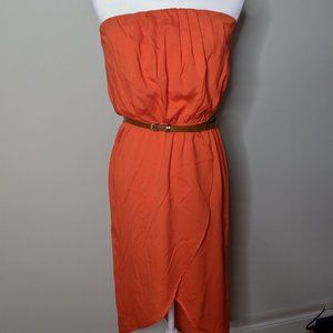 Event Orange Strapless High Low Dress, Size M